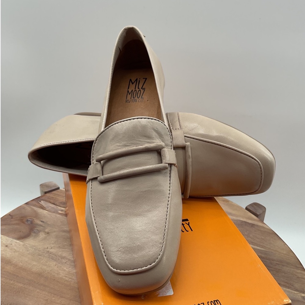 Miz Mooz Ziya Cream Leather Square Toe Loafers Shoes Made in Portugal Size 38 - Picture 2 of 11